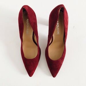 NAPOLEONI Women's Burgundy Suede Block Heels